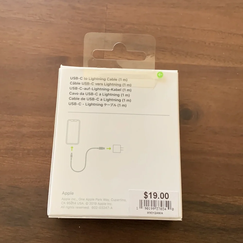 New Apple USB-C to lightning cable